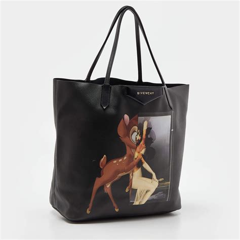 GIVENCHY Black Bambi Print Coated Canvas and Leather 